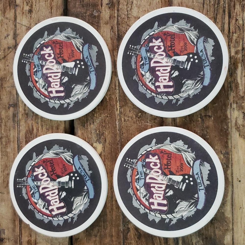 The Hard Rock Hotel Tulsa coasters, set of 4